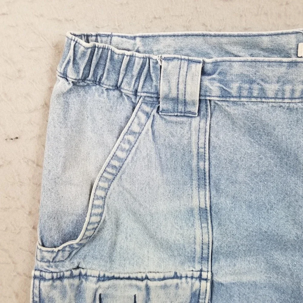 Savane Shorts Mens 40 Blue Denim Cargo 100% Cotton Elastic Waist 7 Inseam Casual